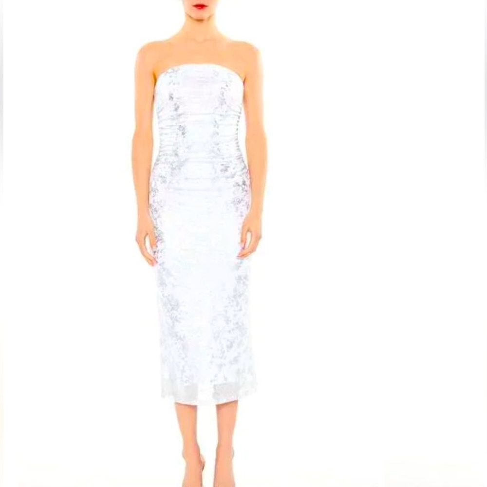 Metallic Burnout Tube Midi Dress